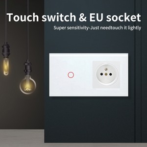 สวิตช์แบบสัมผัส 157 ชนิด และเต้ารับแบบฝรั่งเศส พร้อมแผงกระจกนิรภัย 10A 16A IP20 กล่องฐานติดตั้งแบบกลม - Product Image 2