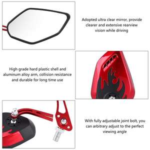 Rearview Mirror,1 Pair Universal Motorcycle Motorcycle Rear View Mirrors Scooter Aluminum Flame Pattern Side Rear View Mirrors - Product Image 2