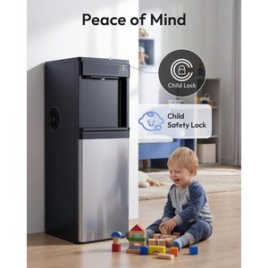 Distributeur d'eau Euhomy 4-en-1 avec machine à glaçons, chargement par le bas, eau chaude et froide, acier inoxydable noir, production de glace quotidienne de 33 lb - Product Image 5