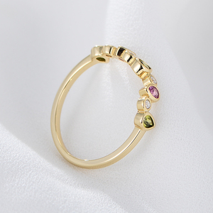 À la mode Minuscule rose <span class=keywords><strong>saphir</strong></span> coloré Bijoux psj S925 Sterling argent 14k <span class=keywords><strong>or</strong></span> plaqué stacking bande anneaux pour femmes filles - Product Image 4