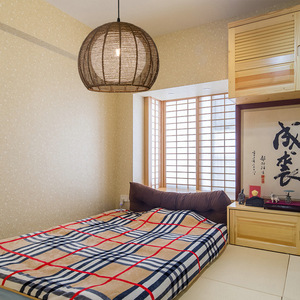 Lampe suspendue de style japonais, lustre rond à LED E27 à tête unique pour chambre à coucher, salon, bureau, balcon, salle tatami - Product Image 3