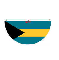 Drapeau semi-circulaire personnalisé de la nation d'Antigua, drapeau décoratif suspendu en polyester pour la maison, le balcon, la véranda, les fêtes, les festivals, les cadeaux