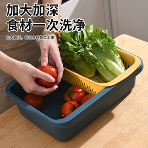 Separable Drain <b>Basket</b> L Square Food Grade With <b>Tray</b> Versatile Kitchen - Product Image 4