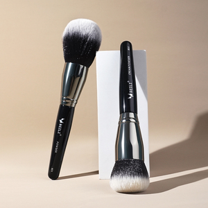 <b>Round</b> Synthetic Hair Makeup <b>Brush</b> Black Handle Soft Dense Bristles for Face Powder Application Beauty Tool - Product Image 2