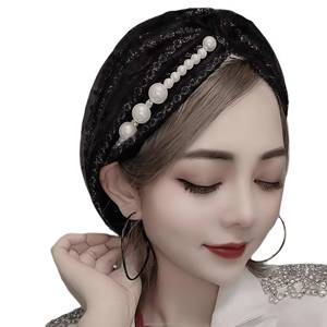 Chapeau pour femme YASEEN, foulard musulman tissé perlé tricolore, respirant, écologique et tendance, avec bonnet intérieur en dentelle - Product Image 1