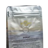 Sachet de café personnalisé à fond plat avec valve de dégazage, fermeture éclair refermable, pochette verticale pour l'emballage de café moulu et torréfié