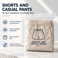 Sacs à fermeture éclair personnalisés en PE, étanches, transparents, pour l'emballage de vêtements, shorts et pantalons décontractés, vente en gros et au détail