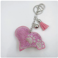 Porte-clés Trèfle à Quatre Feuilles Vert Clair, Best-seller, pour Sacs et Voitures, Ornement Scintillant Entièrement en Strass avec Pompons