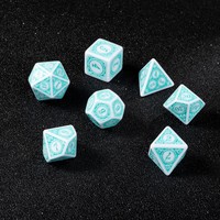 Ensemble de 7 dés polyédriques en acrylique blanc sculpté avec incrustations turquoise vintage pour les jeux de rôle Dungeons and Dragons TTRPG