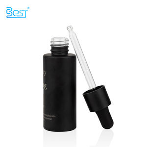 Botella de suero de vidrio cosmético vacío 1oz 30ml 50ml 60ml 80ml 100mL 120ml Botellas cuentagotas de aceite de <span class=keywords><strong>CBD</strong></span> de vidrio negro mate plano al por mayor - Product Image 2