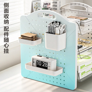 Pegboard <b>Desktop</b> <b>Shelf</b> 3 Tier Transparent Cream Color Office Organizer Student Study Desk Storage Rack - Product Image 3