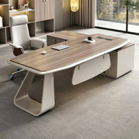 Bureau de direction en L moderne de luxe léger, avec armoire latérale à double niveau et cadre en alliage d'aluminium, vente en gros d'usine pour le bureau