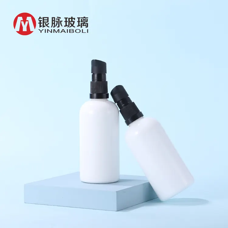 Botella redonda de loción cosmética, color blanco brillante, 10ml, 15ml, 20ml, 30ml, 50ml, 100ml