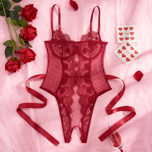 US Lagerbestand Weihnachts-Rote Spitzen-Lingerie Sexy Dessous-Anbieter Unterwäsche für Frauen Lingerie-Set Sexy Unterwäsche Damen - Product Image 1