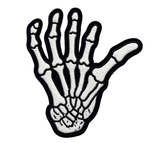 Parche Bordado Termoadhesivo Personalizado con Diseño de Esqueleto y Dedos, Lentejuelas y Flores de Chenilla para Chaquetas, Mochilas y Gorras - Product Image 3