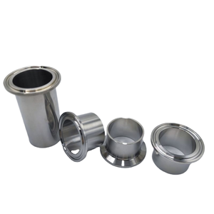 Abrazadera Tri-Clamp de Acero Inoxidable/Latón de Longitud Variable, Grado Sanitario, Pulida, Forjada, Tipo Largo, con Férula Soldada y Inserto de Compresión de Latón - Product Image 1