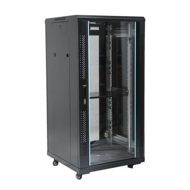 22U Industrial Network Server Rack Cabinet 19-Inch Standard Data Center SPCC Steel Powder Coated IP20 Protection ISO Stock