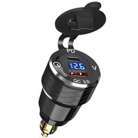 Cargador de Aluminio con Enchufe DIN a USB C y Voltímetro USB QC3.0, Adaptador DIN para Motocicleta de 12V-24V para Ducati, para Auto y RV