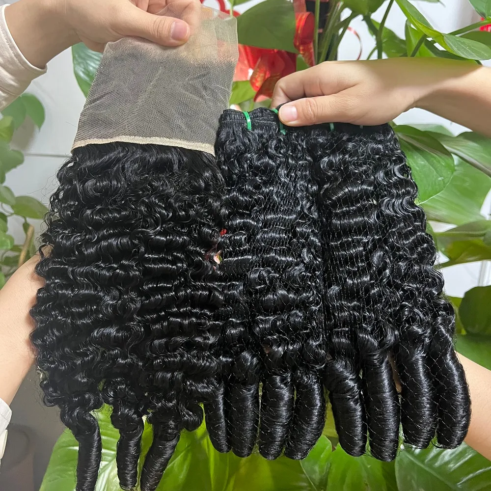 Commercio all'ingrosso 100% non trasformati grezzi birmani ricci fasci di tessuto dei capelli umani grado 13a parrucca di capelli birmani vergini per le donne nere