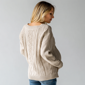 Maglione di maternità in maglia di cavo classico in misto cotone morbido <span class=keywords><strong>collezione</strong></span> autunno/inverno con comodi pannelli laterali per l'allattamento - Product Image 3