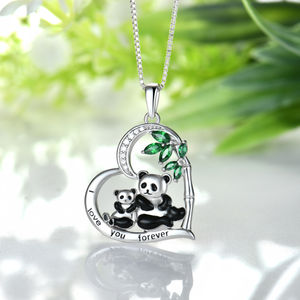 Collar con colgante de Panda bonito 'I Love You' de Plata de Ley 925 <span class=keywords><strong>para</strong></span> mujer con piedra de circón <span class=keywords><strong>para</strong></span> novia o novio - Product Image 2