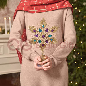 ชุดนกยูงสุดหรูแบบพิเศษเครื่องประดับต้นคริสต์มาสและท็อปเปอร์โลหะแวววาวท็อปเปอร์ต้นคริสต์มาสพร้อมไฟ LED - Product Image 4