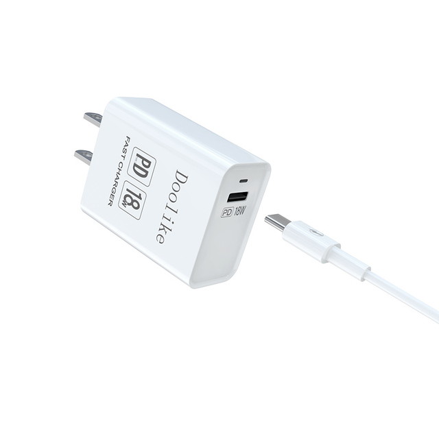Doolike 18W PD Phone Charger US/EU Plug Fast Charging Portable Chargers with Type-C Port Universal Travel Adapter for iPhone 16