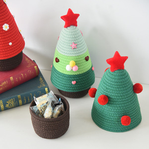 [Personalización Disponible] Cesta de Almacenamiento para Adornos Navideños, Cesta Tejida de Escritorio con Tapa, Caja de Almacenamiento Decorativa para la Entrada - Product Image 2