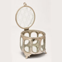 Boîte de rangement durable et élégante en verre et cristal avec taille et logo personnalisés en couleur argent pour les cadeaux de bijoux de mariage emballés dans un carton
