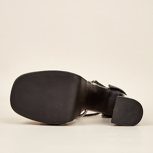 2025 Open Toe Rhinestone High Heels Thick Heels Stage Catwalk High Waterproof Platform Party One-word Buckle Rhinestone <b>Sandals</b> - Product Image 6