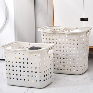Laundry <b>Basket</b> Rectangle <b>Plastic</b> With Handle For Bathroom Clothing Storage - Product Image 3