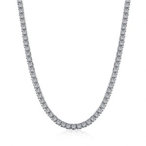 Dylam Stylish Design Hypoallergenic 925 Sterling Silver Rhodium Plated 2mm 5A Cubic Zirconia <b>Tennis</b> <b>Necklace</b> for Women - Product Image 1
