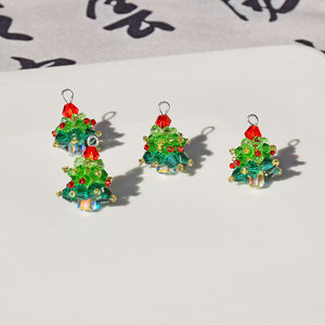 Boucles d'oreilles pendantes en verre faites à la main, motif sapin de Noël, vert et rouge, perlées, bijoux pour femme, cadeau, occasion spéciale, plaqué argent S925 - Product Image 3