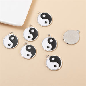 Antique Silver Plated Enamel Tai <strong>Chi</strong> YIN YANG Metal Charms <strong>Pendants</strong> for Jewelry Making DIY Black and White Yin Yang Accessories - Product Image 4