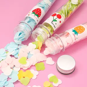 portable confetti cuci mandi Suppliers-Flower Case Sabun Bunga Kertas, untuk Perjalanan Pembersih Luar Ruangan Mini Portabel Mencuci Badan Mandi Berbusa