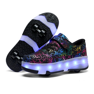Roller Shoes With Flashing Lights Double Row Wheels For Kids Size 29 To 42 EVA Material Plastic Wheels - Product Image 1