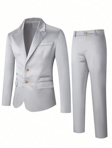 Completo Formale Casual <span class=keywords><strong>in</strong></span> <span class=keywords><strong>Lino</strong></span>, Abito da <span class=keywords><strong>Uomo</strong></span> <span class=keywords><strong>in</strong></span> <span class=keywords><strong>Lino</strong></span>, Abito da Cerimonia Argento e Pantaloni Lunghi, Completo da Sera Due Pezzi - Product Image 2