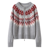 Großhandel Rundhals Doppelt Dicker Kaschmir-Cardigan Mantel Damen Locker Sitzender Temperamentvoller Lässiger Schlanker Pullover