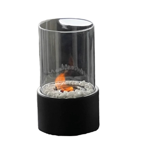 Black Stainless Steel Modern Ethanol Tabletop Fireplace Portable with Indoor Decorative Lights Home Furnishings - Product Image 1