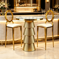 Nouvelle conception de table haute de bar en acier inoxydable, ensemble de table de bar pour mariage, table à cocktails