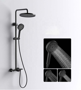 Ensemble de douche en laiton haute pression <span class=keywords><strong>avec</strong></span> douchette à main finition chromée et jet pluie pour usage domestique et hôtelier - Product Image 5