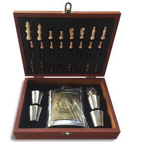 LATROU Usine Prix Gros En Vrac Cercueil Brun Whisky Petacas Flacon d'<span class=keywords><strong>alcool</strong></span> homme avec 2 verres à liqueur - Product Image 2