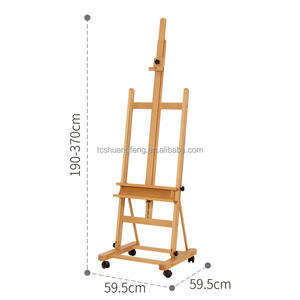 Chevalet de studio en bois en forme de H, pièces de chevalet, Mga Gulong - Support en bois de hêtre à mât réglable, Hawak Ang 48 pouces, toile W02D - Product Image 4