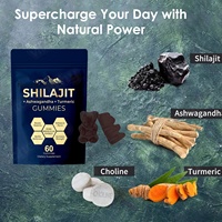 Complément alimentaire en gummies d'or de Shilajit de l'Himalaya pur et naturel de haute qualité, marque privée OEM/ODM, 1000 mg avec ashwagandha, pour l'agrandissement