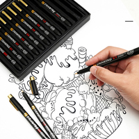 Stylos de dessin Fineliner professionnels multi-tailles Pigment encre noire tailles de points assorties étanches pour écrire le dessin