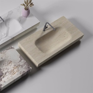 Lavabo Integrado de <span class=keywords><strong>Diseño</strong></span> Moderno en Tablero Laminado Curvado en Caliente, Lavabo Rectangular con Ranura de Drenaje para Muebles de Baño - Product Image 3
