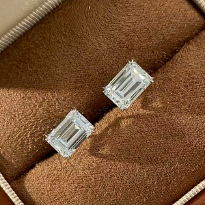 エメラルドラボダイヤモンドスタッドイヤリング1ct各プロング設定14kゴールド - Product Image 3