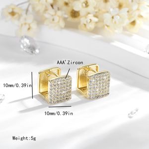 ต่างหูเซอร์คอนชุบทอง14K ทำจากทองเหลืองทรงสี่เหลี่ยมสวยงามสำหรับสตรีผู้ผลิตใน2025 - Product Image 4