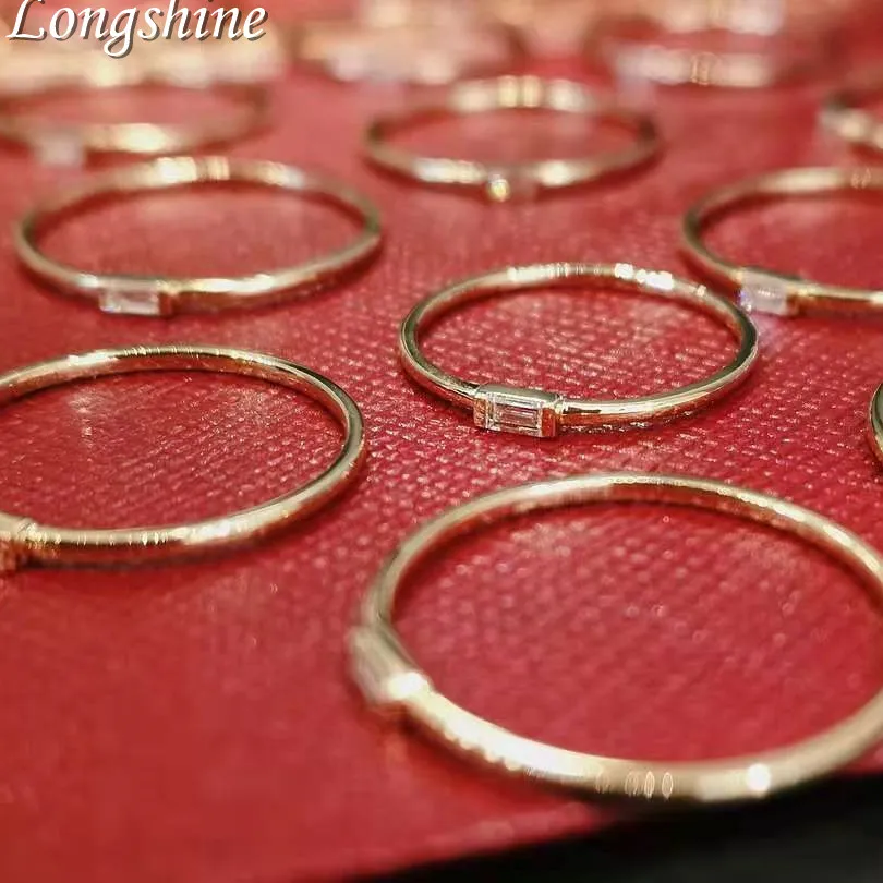 Großhandel Damen Eleganter Ring Minimalisti scher Schmuck 18 Karat Gold Natural Square Diamond Fingerring