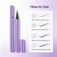 Stylo Eyeliner Liquide Précision Intense Violet avec Guide 4 Étapes Facile, Démarrez à la Ligne des Cils, Tracez la Ligne Extérieure, Rehaussez la Pointe pour un Regard Défini